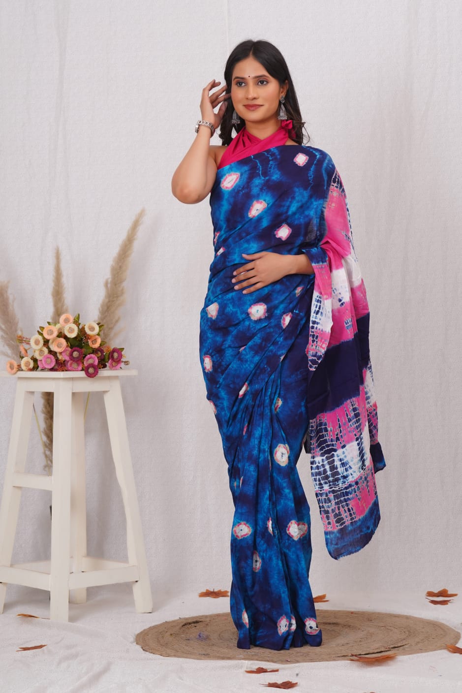 Dual Shade Mulmul Cotton Saree