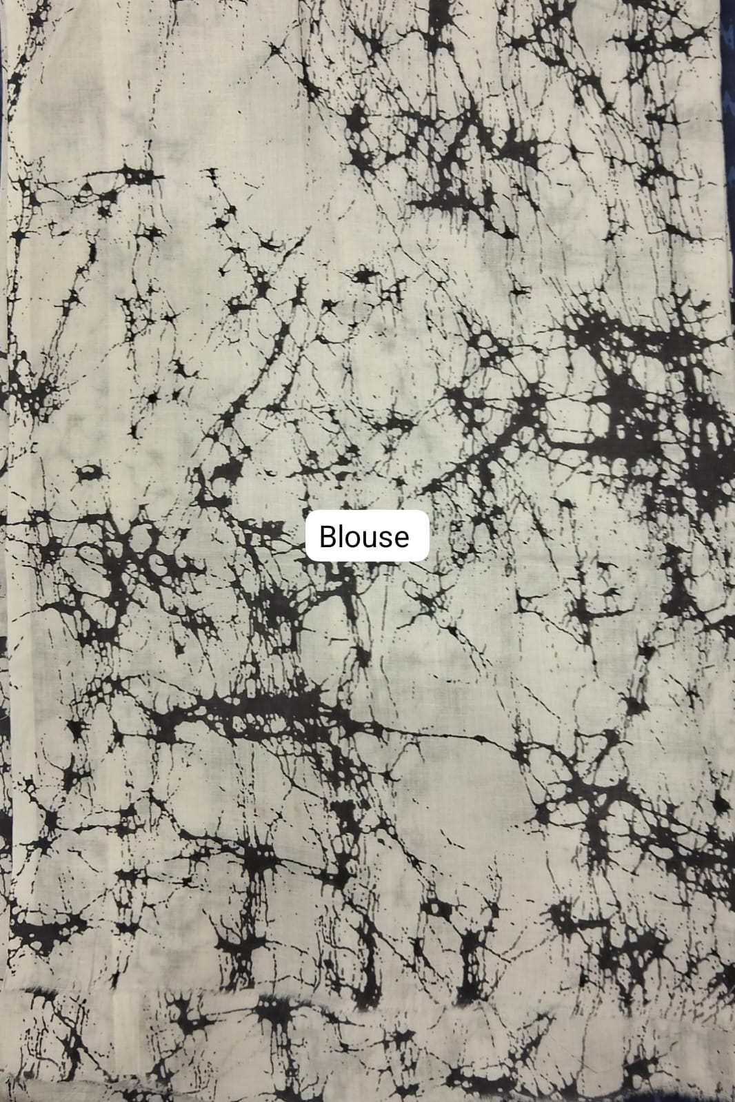 Indigo Blue Mulmul Cotton Saree blouse