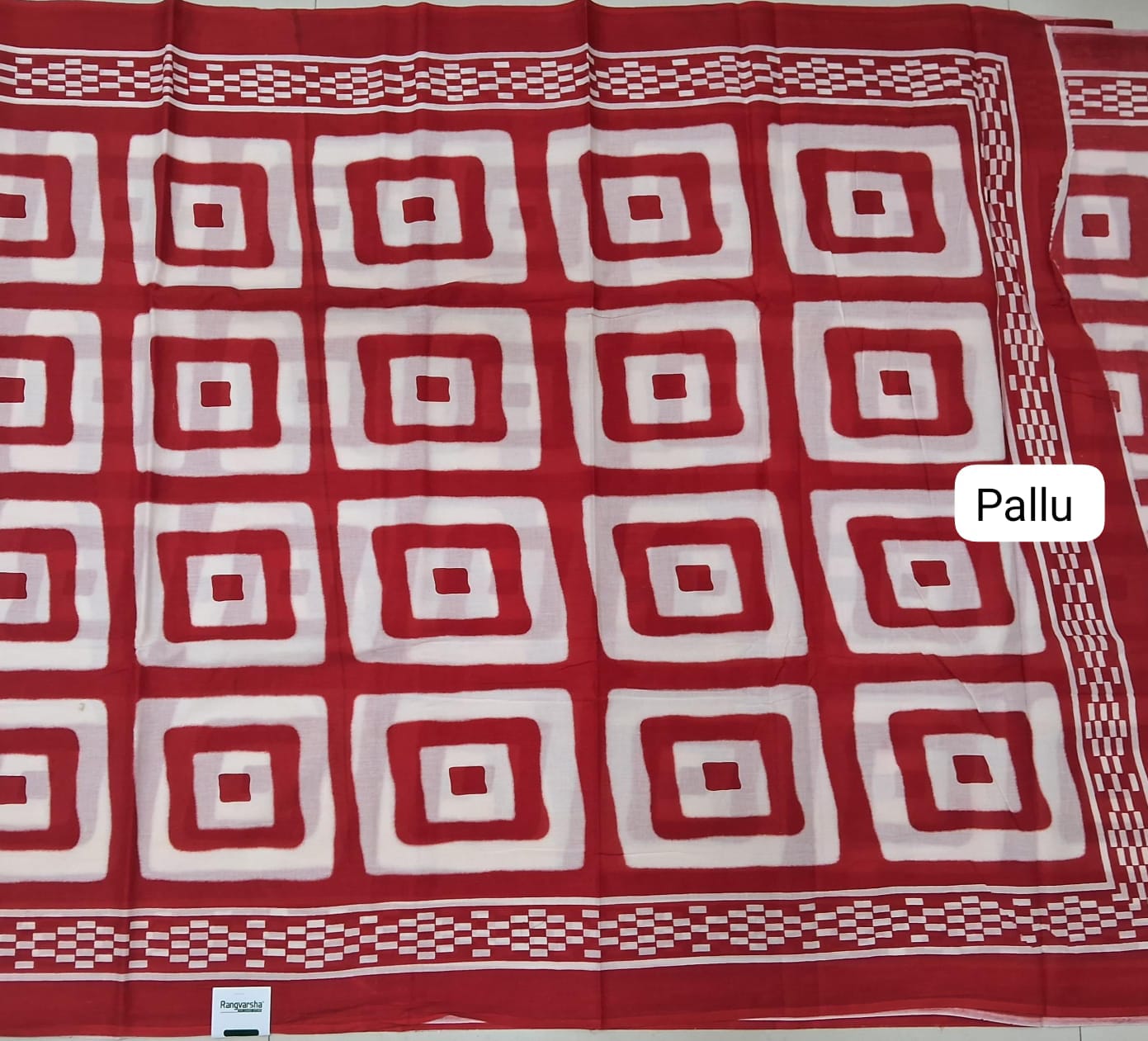 White Mulmul Cotton Saree pallu
