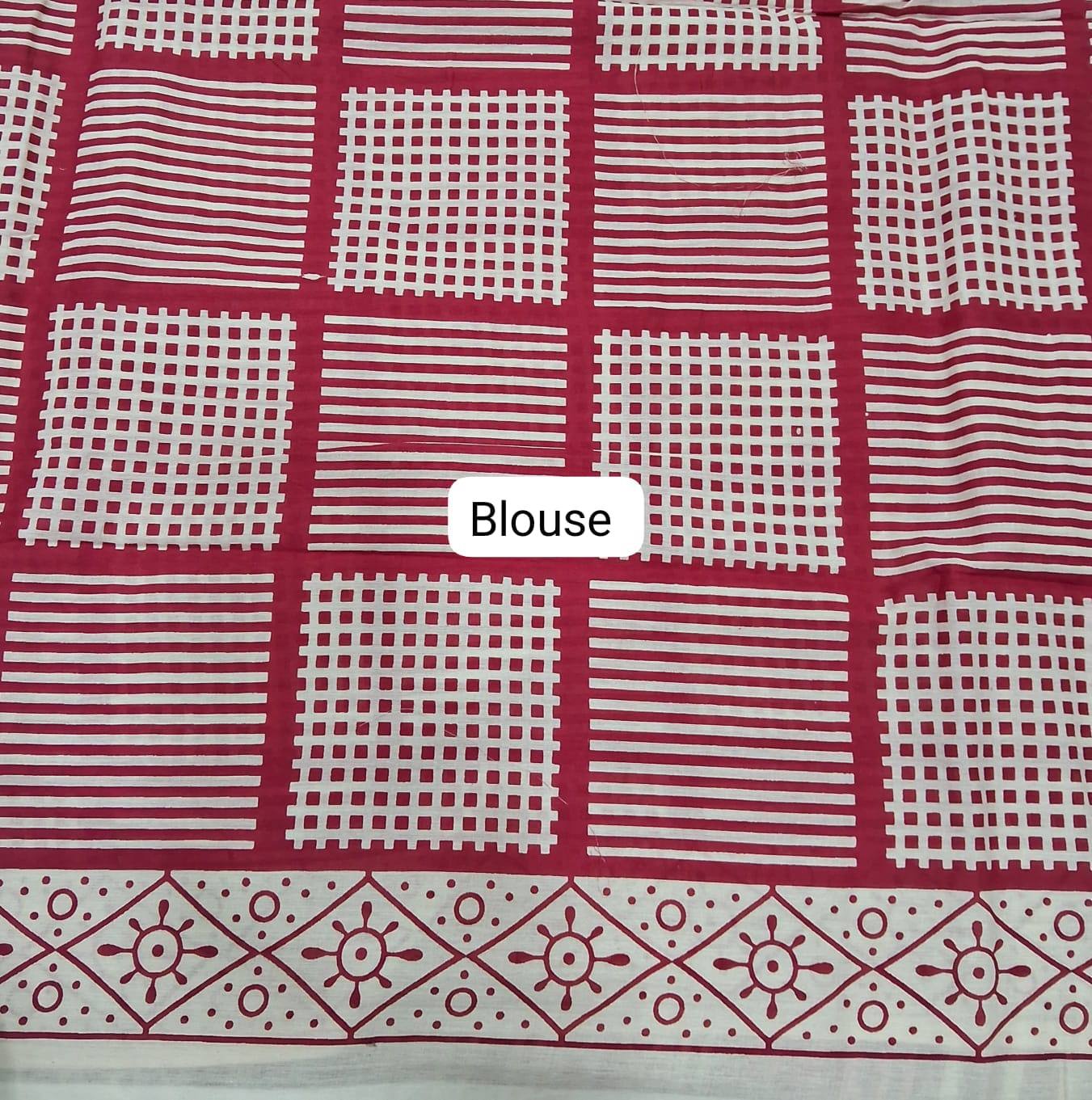 Reddish Pink Mulmul Cotton Saree blouse