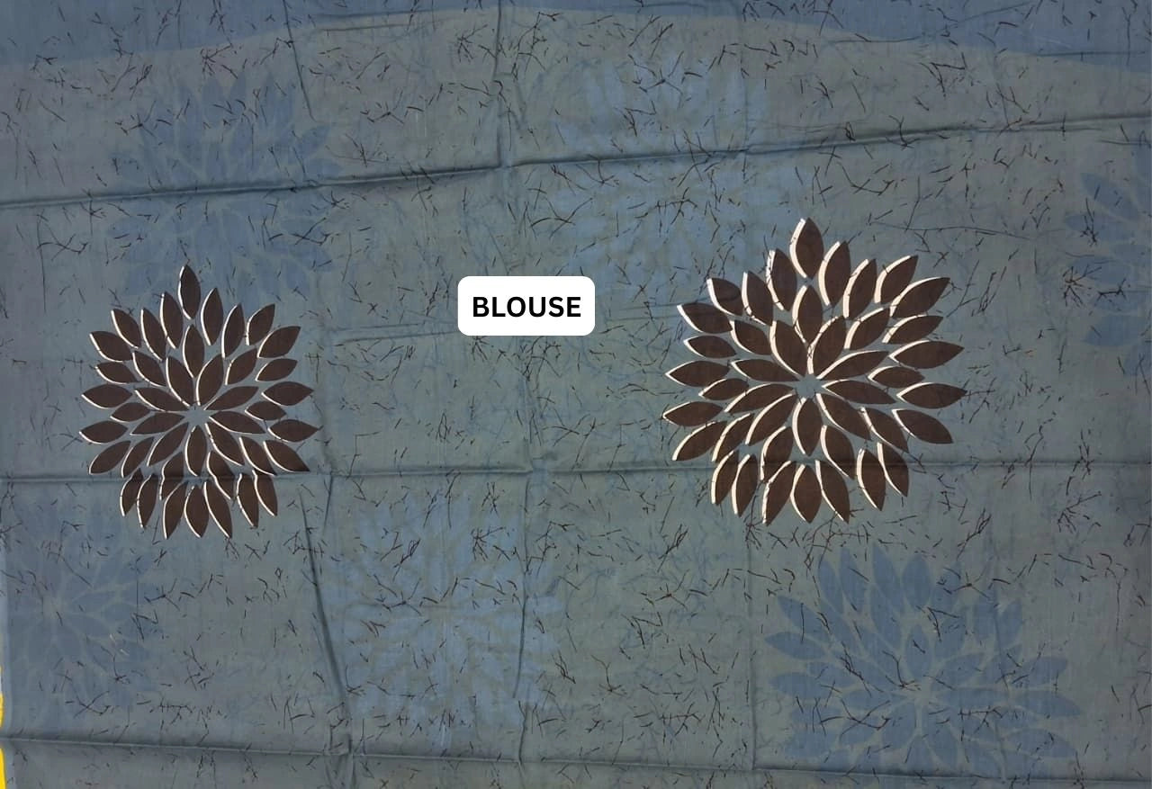 Yellow Mulmul Cotton Saree blouse