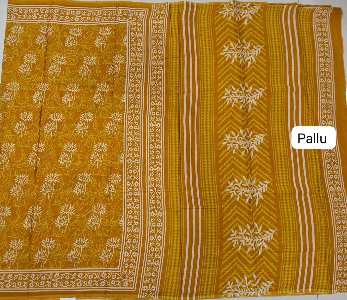Olive Green Mulmul Cotton Saree