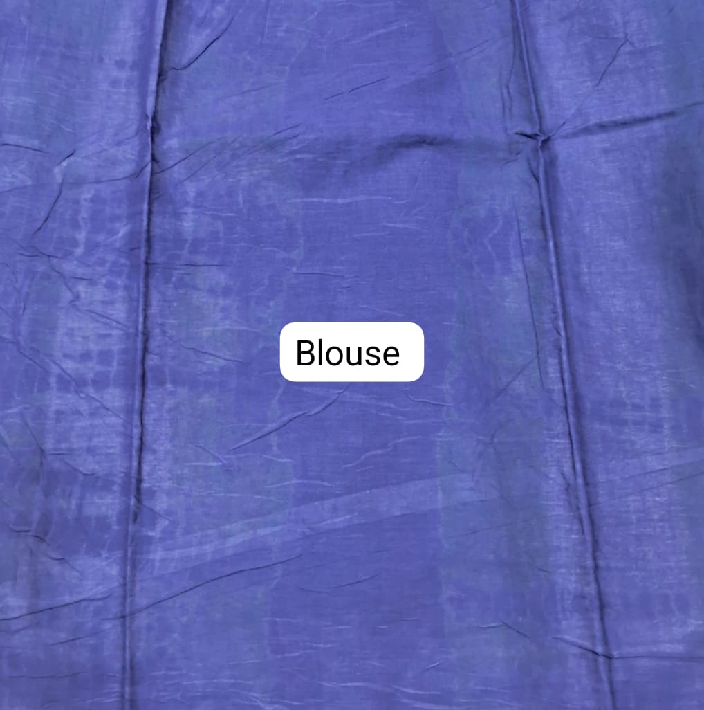 Parrot Green Mulmul Cotton Saree blouse