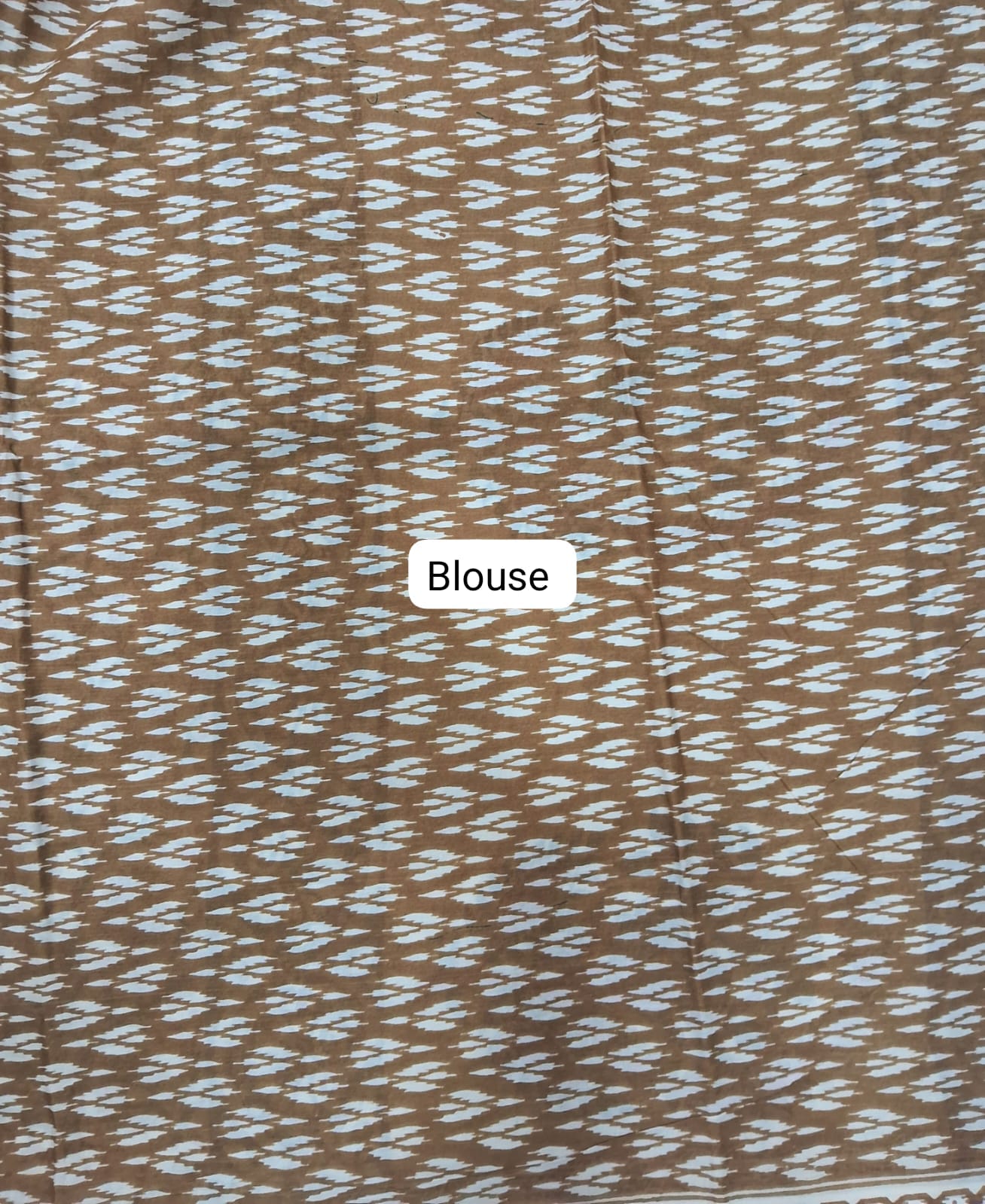 Beige Mulmul Cotton Saree blouse