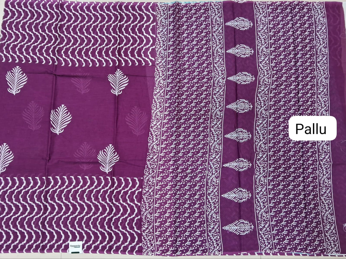 Wine Mulmul Cotton Saree pallu