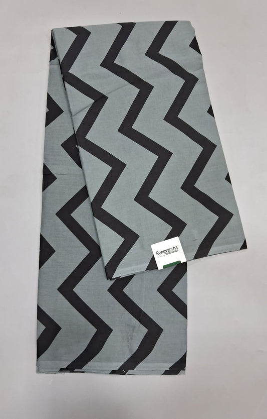 Dark Grey Mulmul Cotton Saree