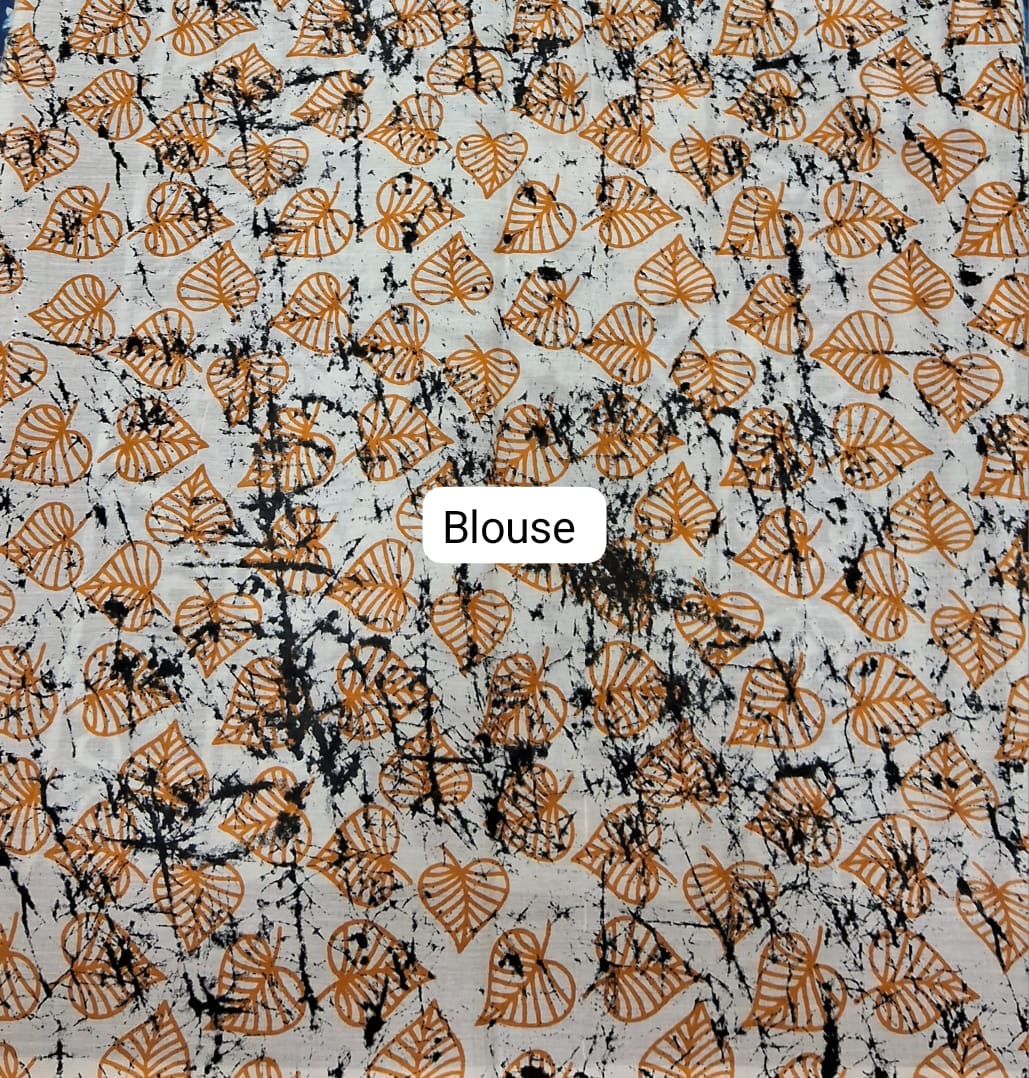 Navy Blue Mulmul Cotton Saree Blouse