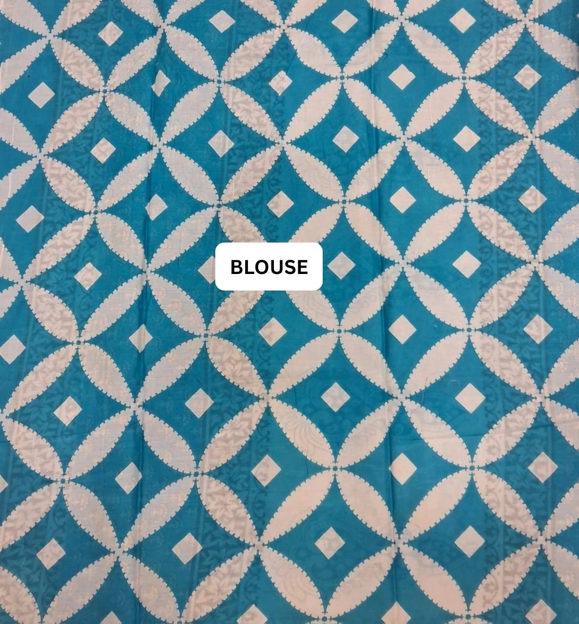 Cloud Blue mulmul cotton Saree blouse