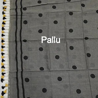 Ash mulmul cotton saree pallu