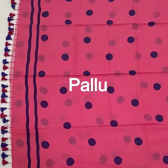 Pink mulmul cotton saree