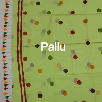 Pista green mulmul cotton saree pallu