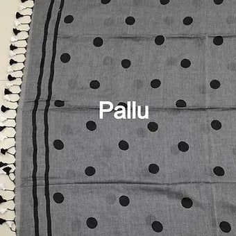 Grey mulmul cotton saree