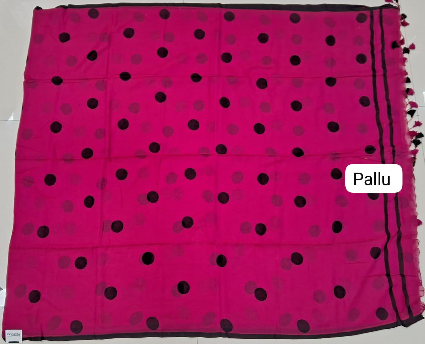 Rani Pink Mulmul Cotton Saree Pallu