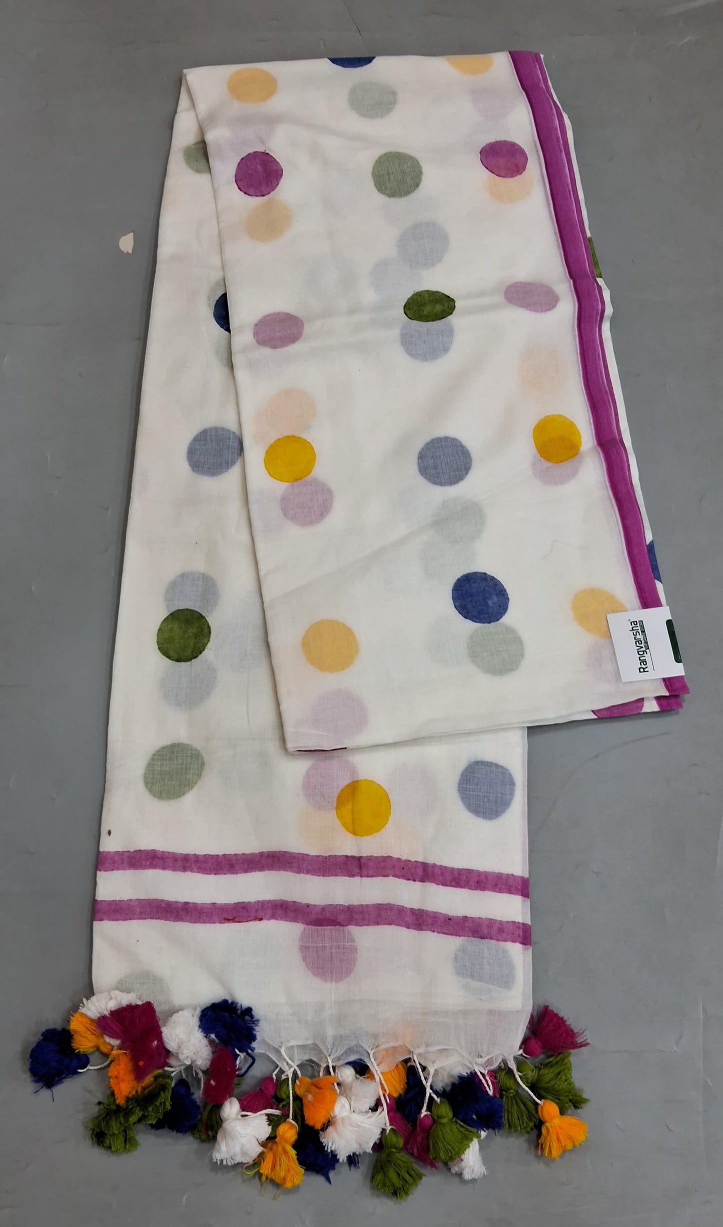 White Mulmul Cotton Saree