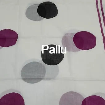 White mulmul cotton saree pallu