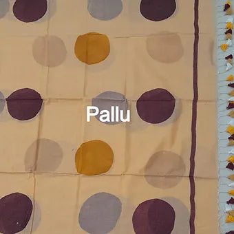 Beige mulmul cotton saree