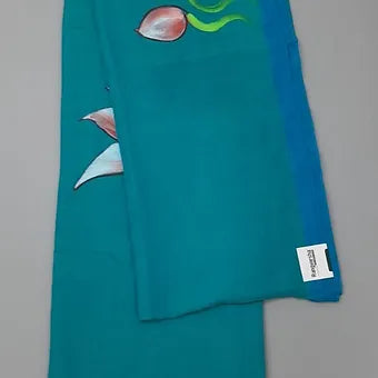 Bluish green mulmul cotton saree