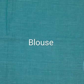 Bluish green mulmul cotton saree blouse