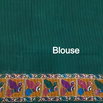 Leaf green mulmul cotton saree blouse
