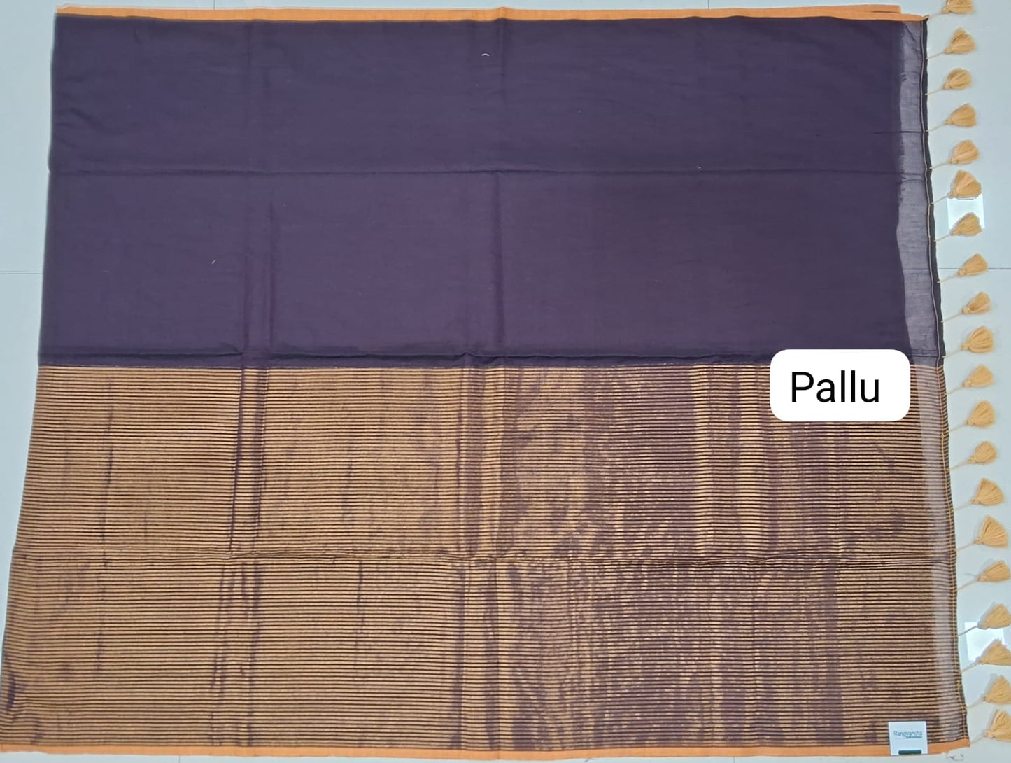 Black Mulmul Cotton Saree pallu