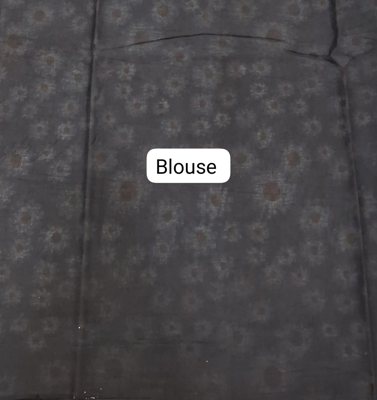 Greyish-Blue Mulmul Cotton Saree blouse