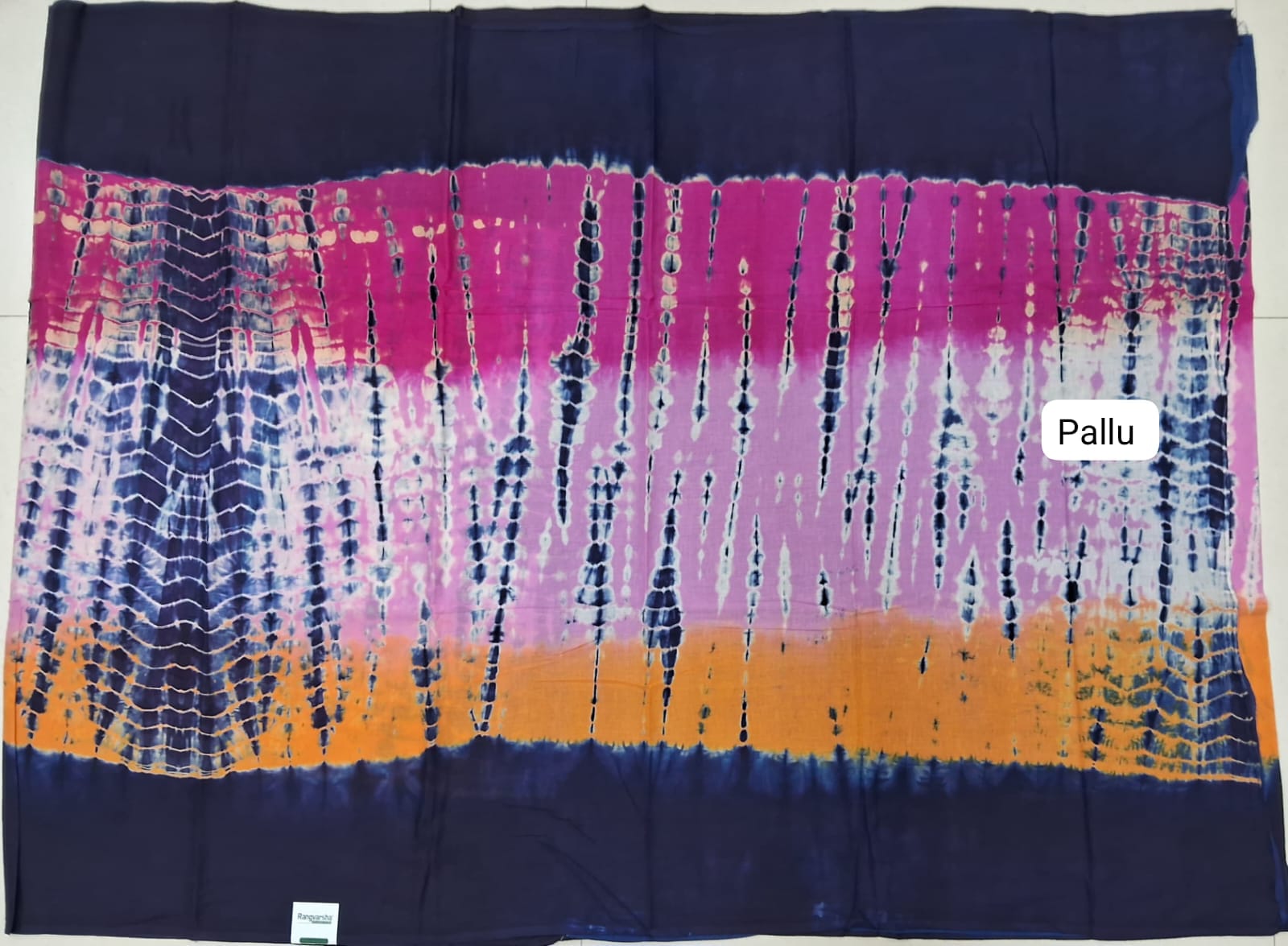 Pink and Yellow Mulmul Cotton Saree pallu