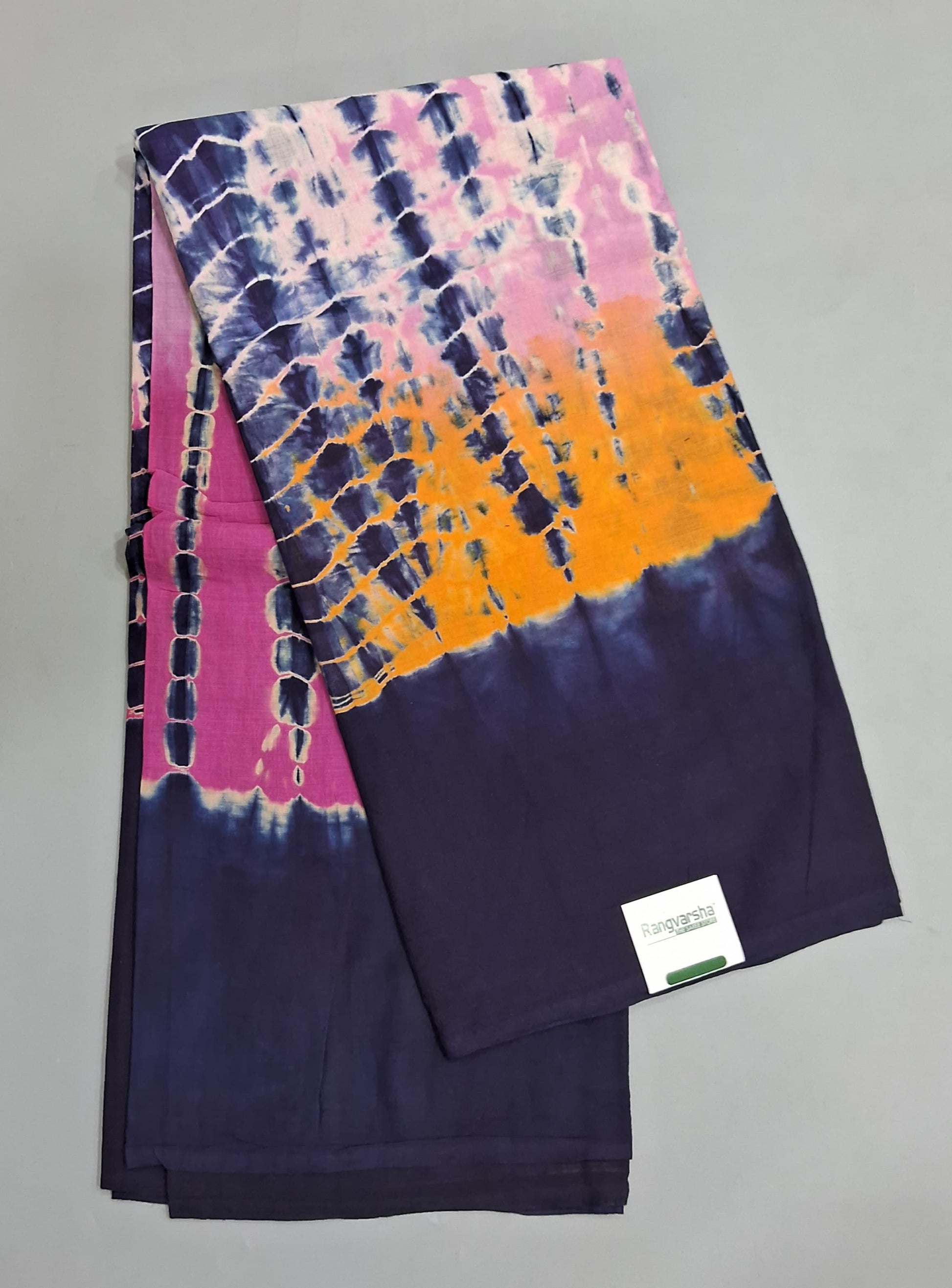 Pink and Yellow Mulmul Cotton Saree