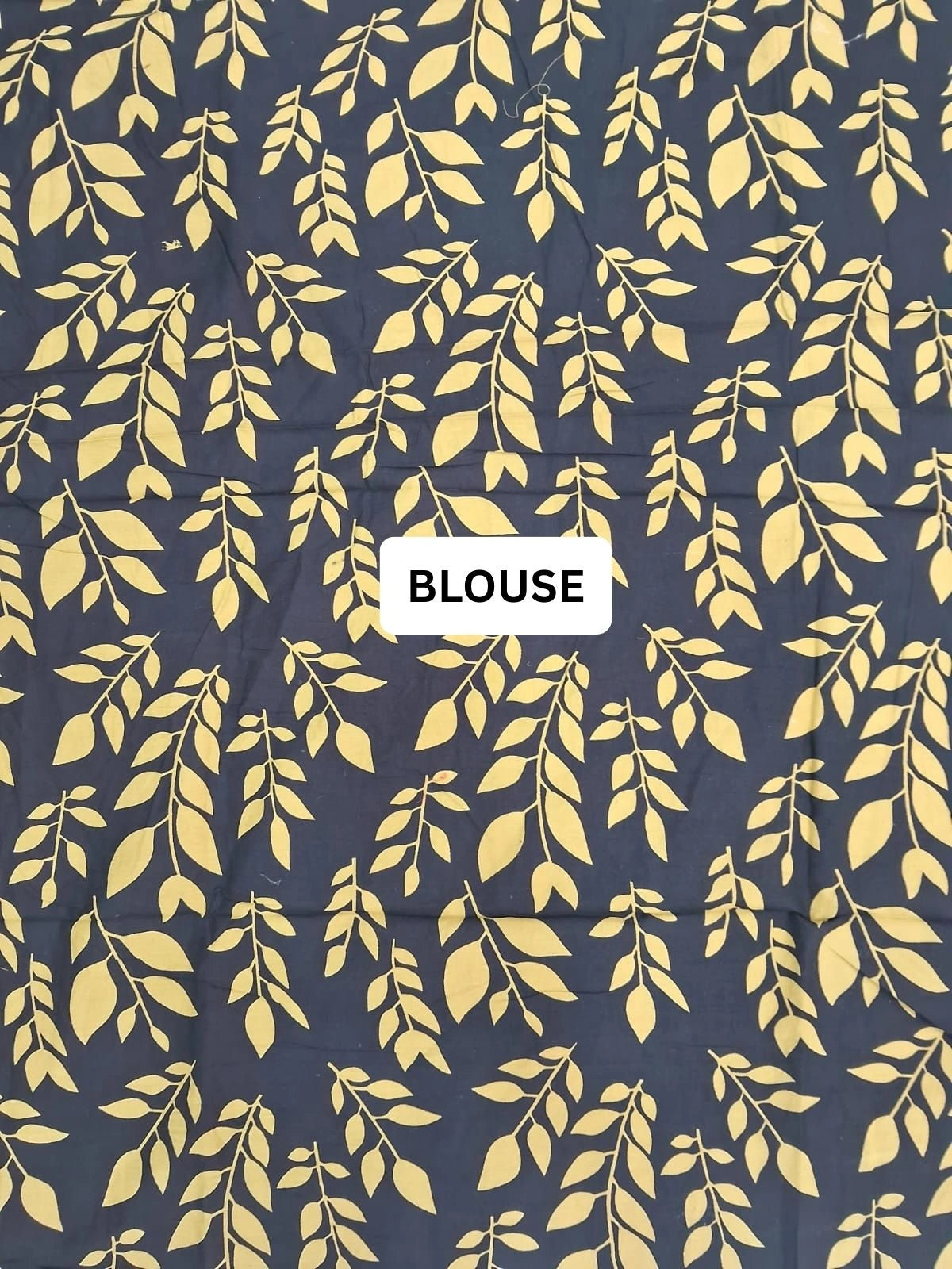 Mustard Black Zigzag Pattern Mulmul Cotton Saree blouse