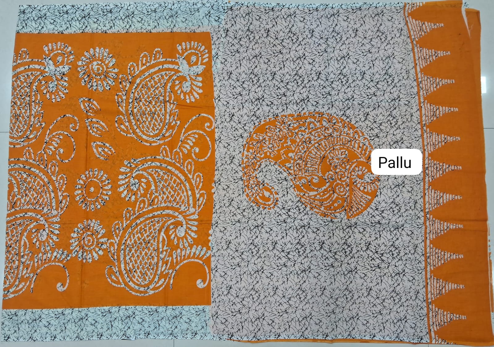 Mango yellow Mulmul Cotton Saree Pallu