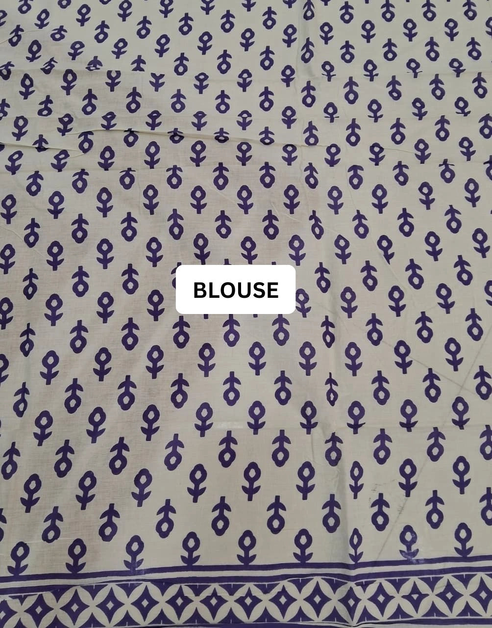 Lavender Meadow Mulmul Cotton Saree blouse