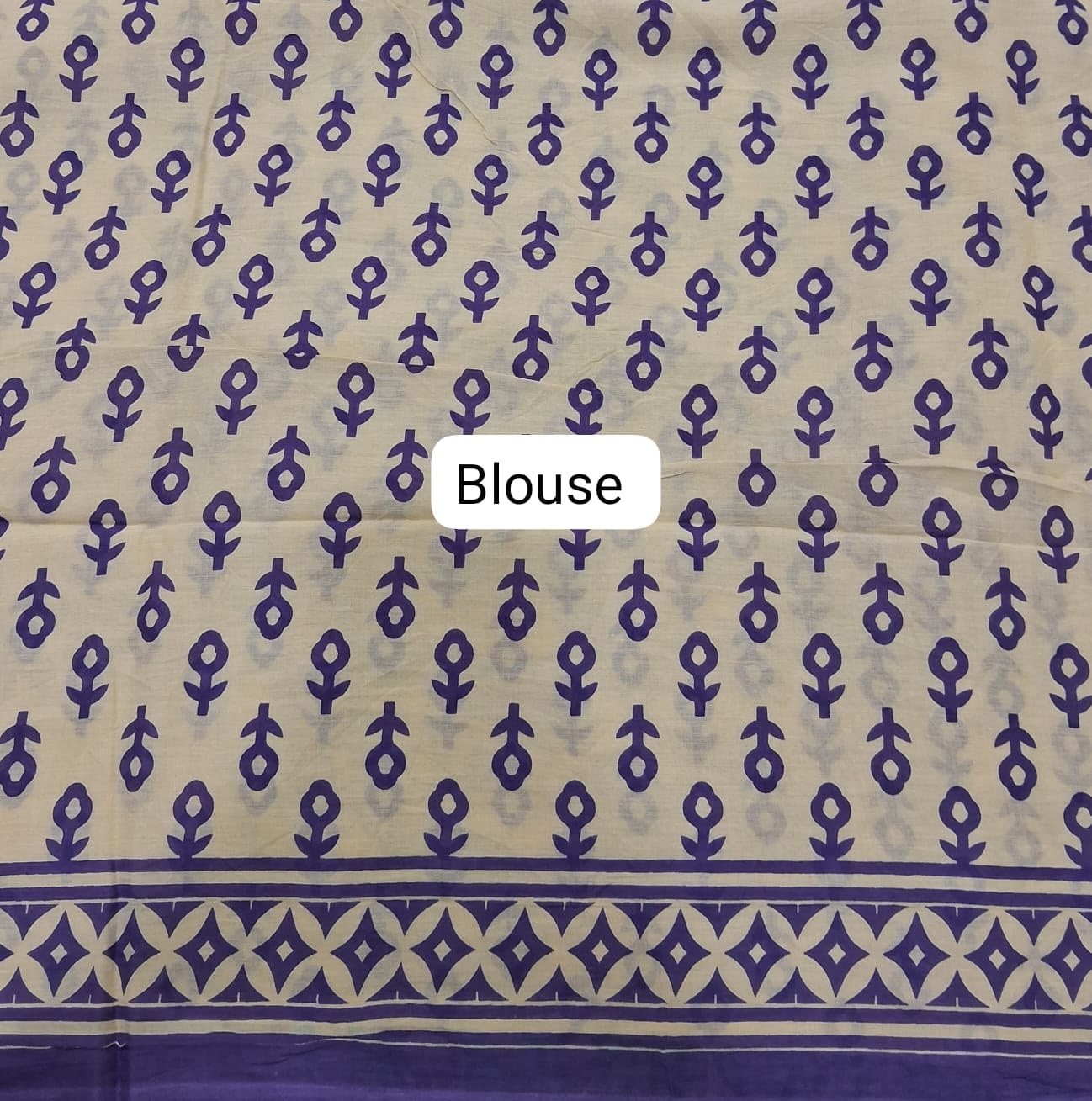 Teal Blue Mulmul Cotton Saree Blouse