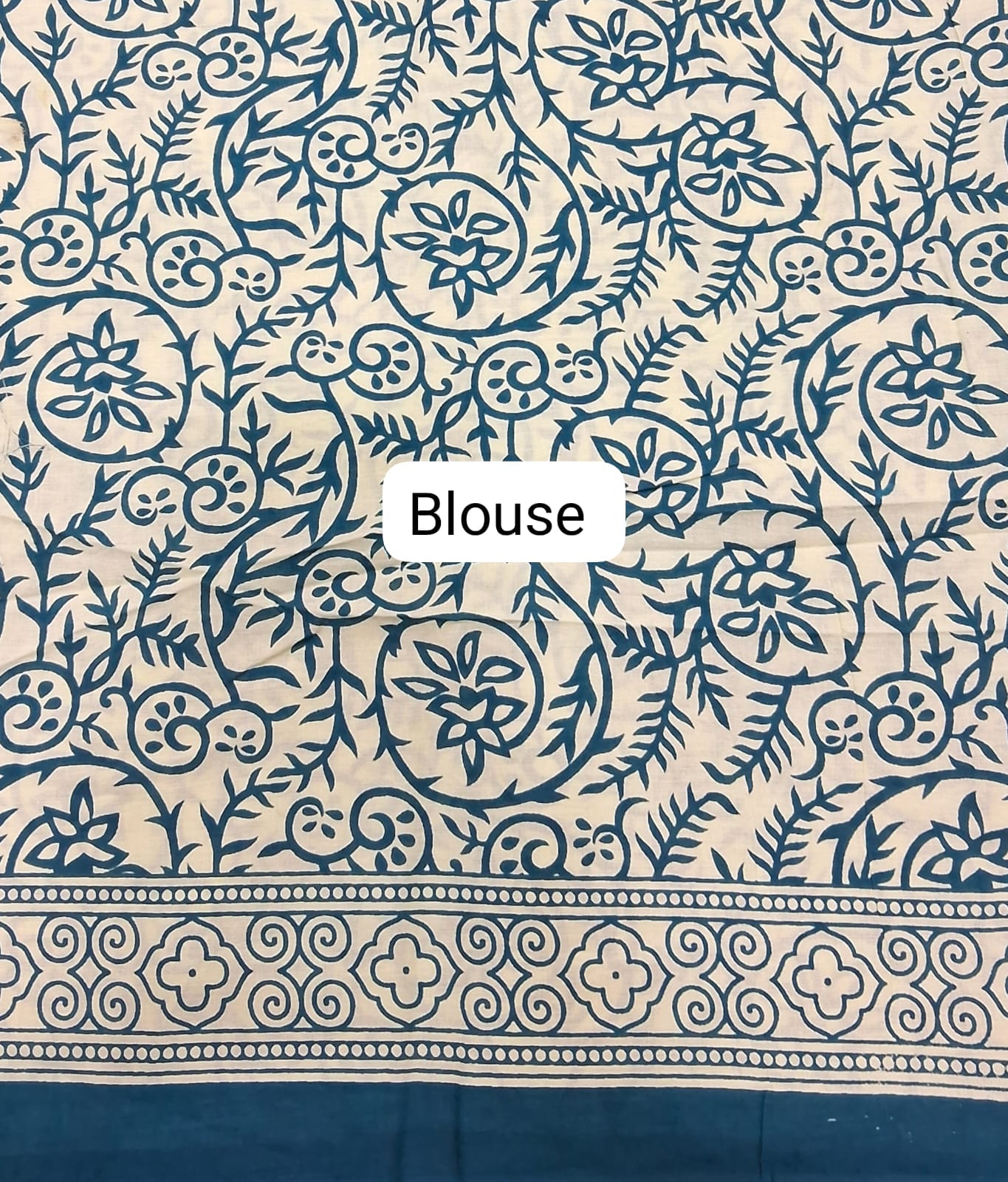 Blue Mulmul Cotton Saree Blouse