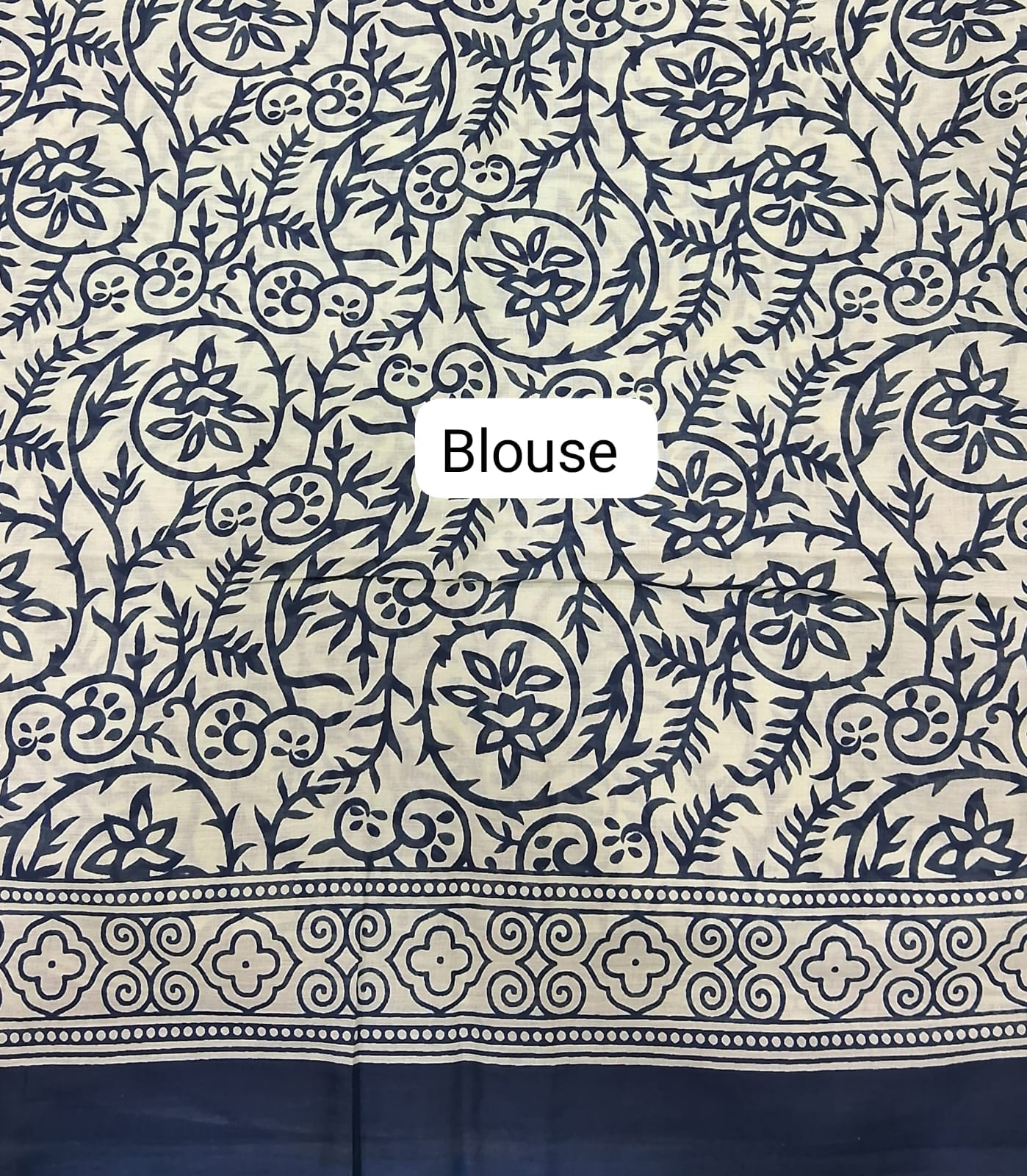 Indigo Blue Mulmul Cotton Saree Blouse
