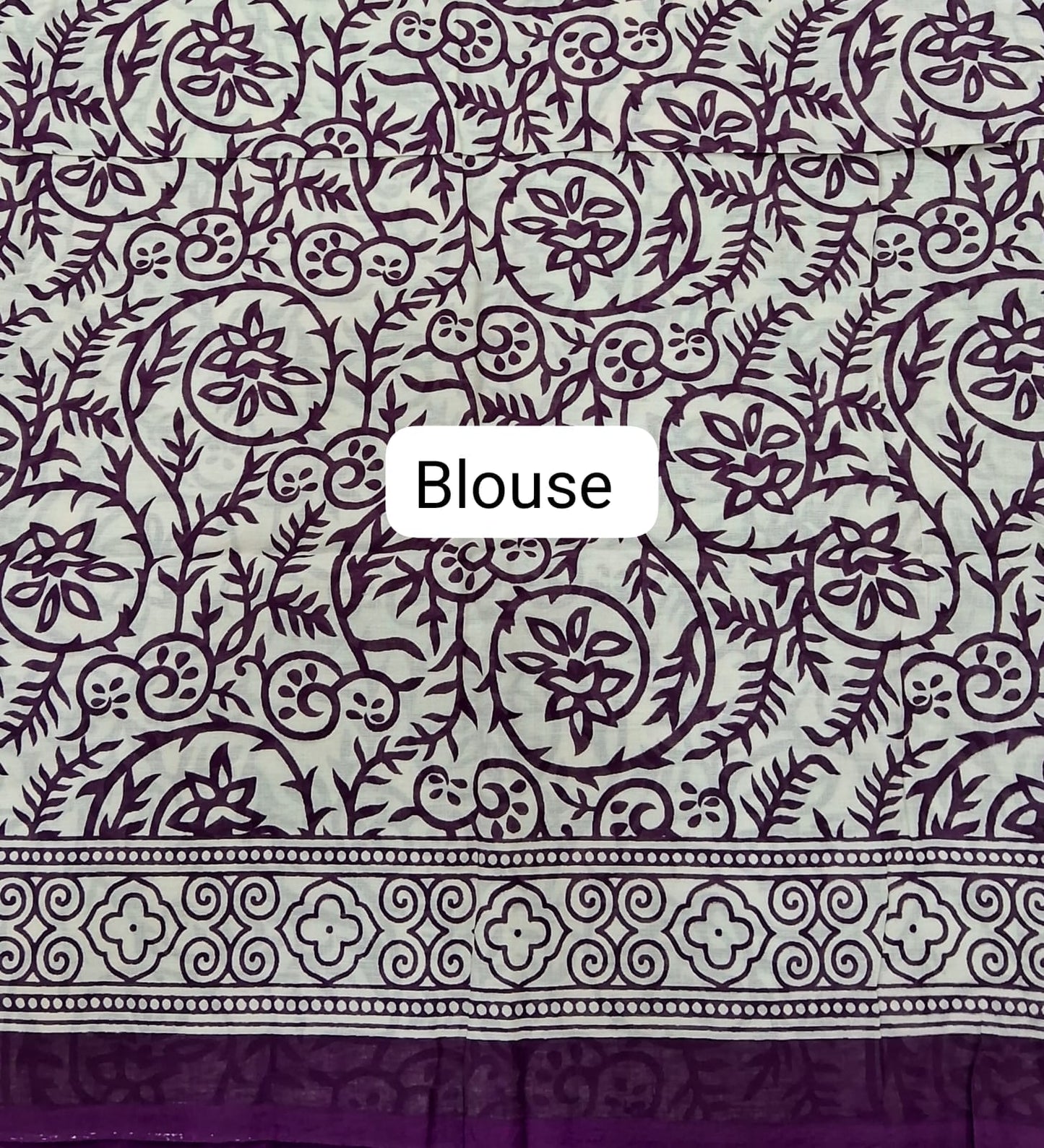 Purple Mulmul Cotton Saree Blouse