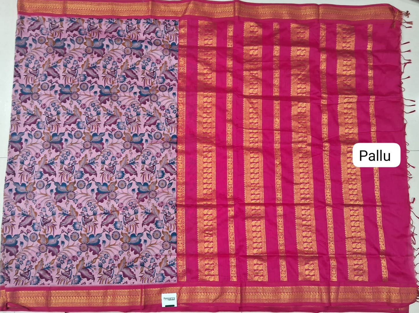 Pink Kalyani Cotton Saree Pallu