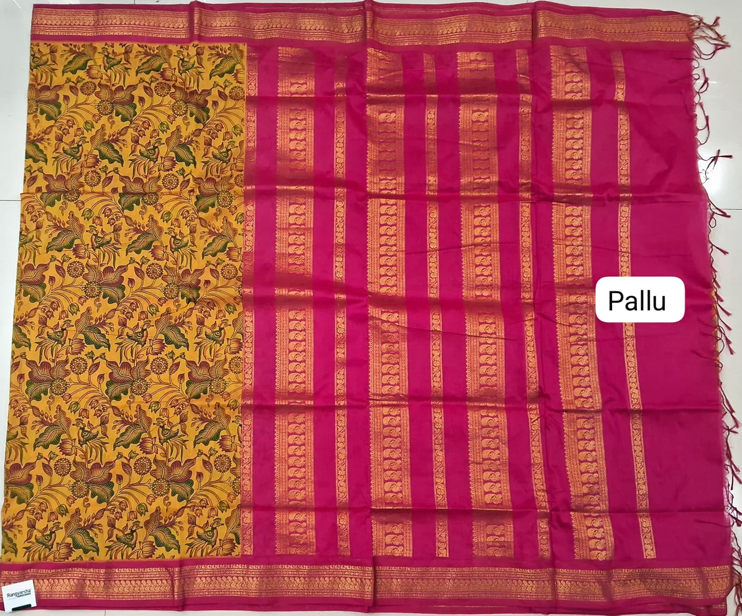Marine Blue Kalyani Cotton Saree pallu