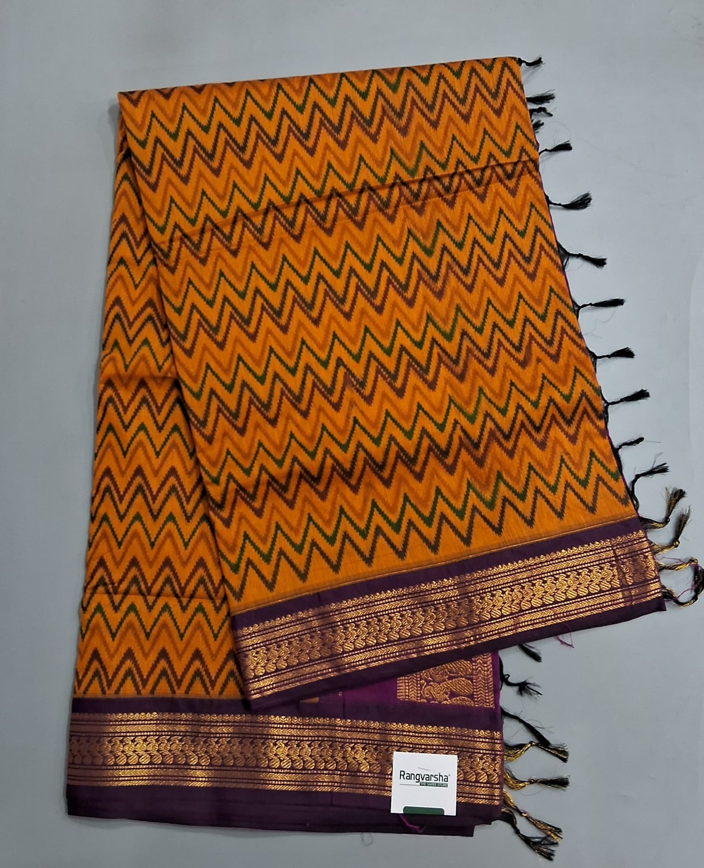 Mustard Yellow Kalyani Cotton Saree
