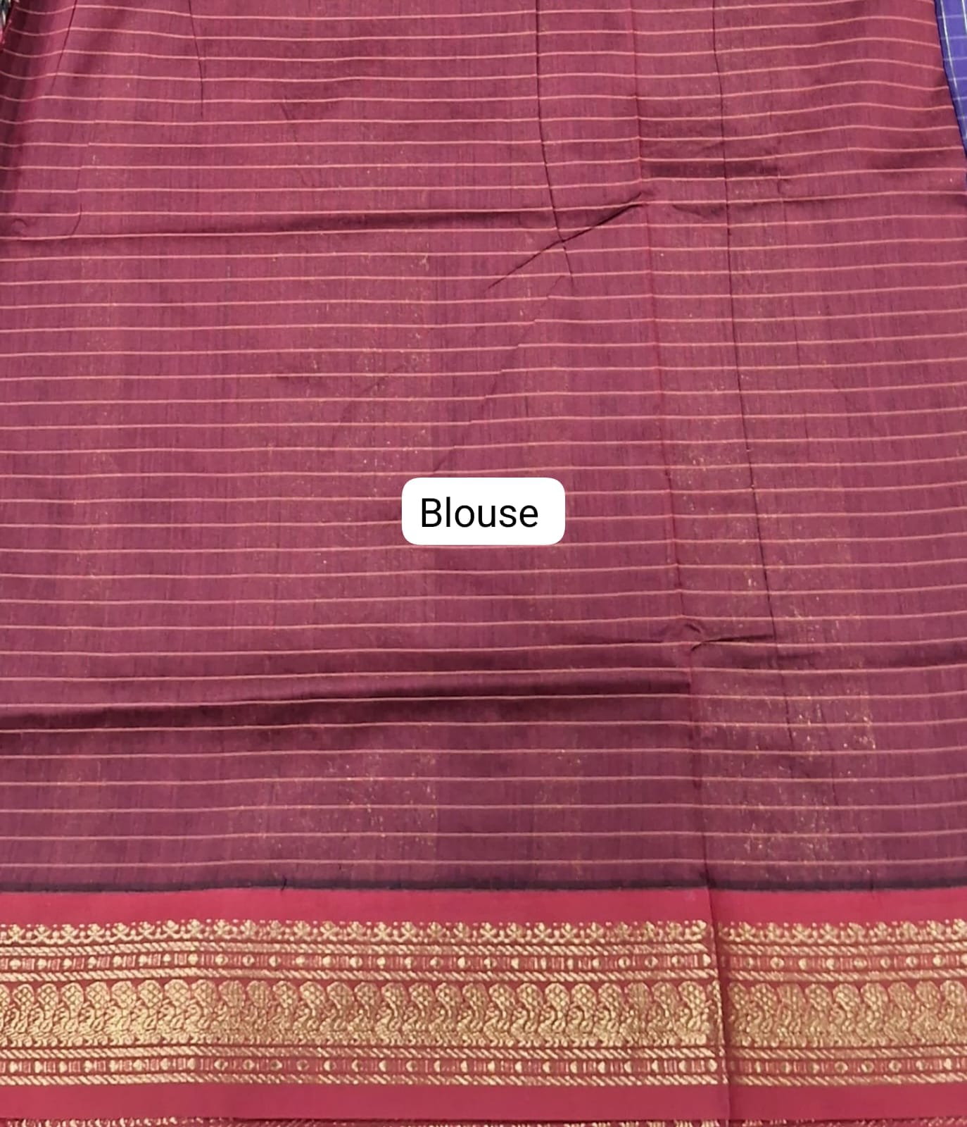 Navy Blue Kalyani Cotton Saree blouse
