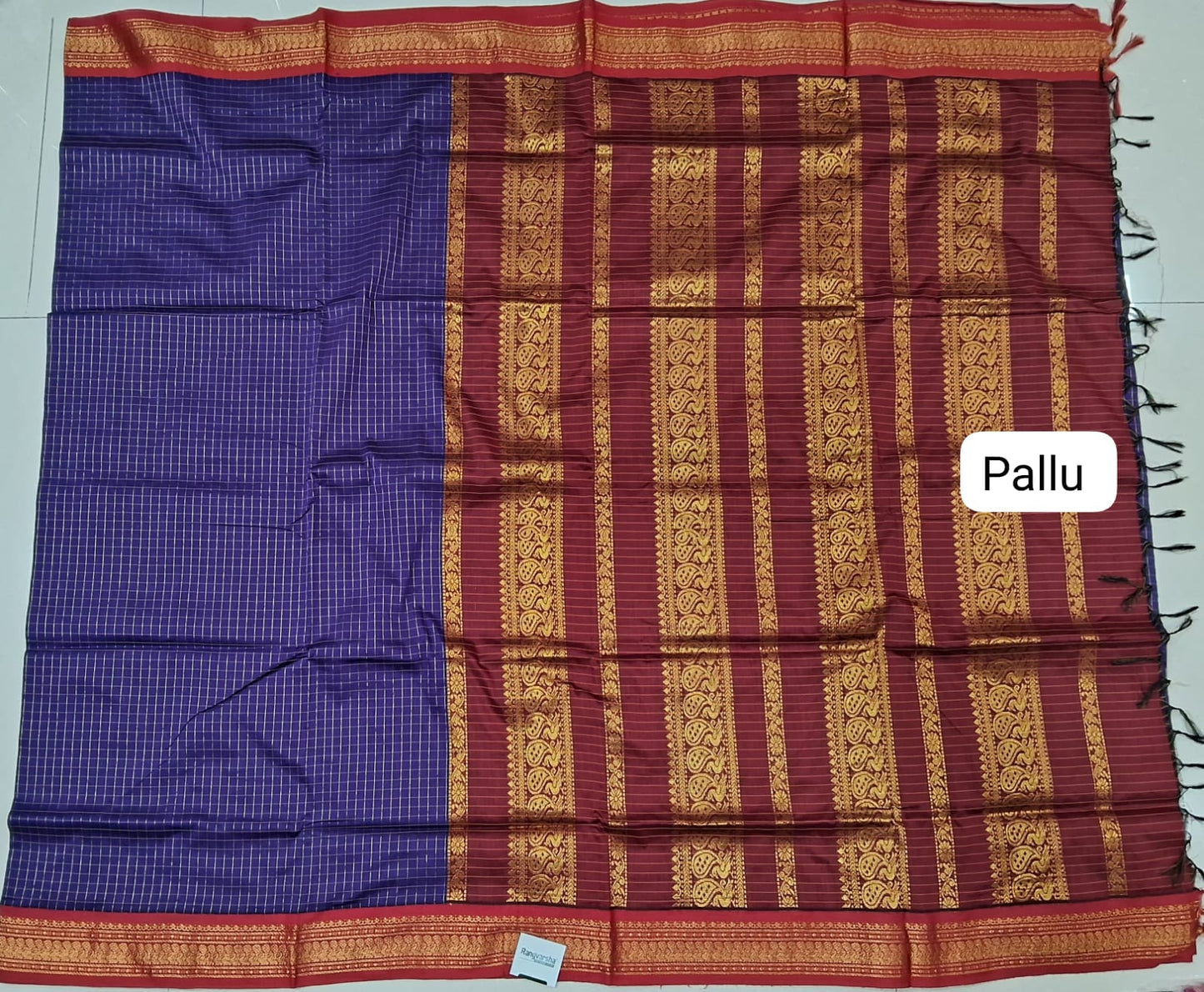 Navy Blue Kalyani Cotton Saree pallu