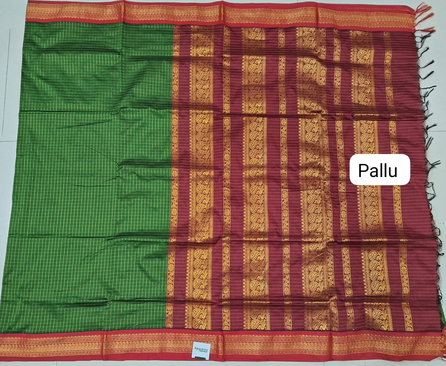 Green Kalyani Cotton Saree pallu