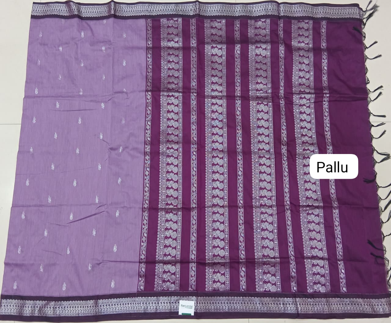 Lavender Kalyani Cotton Saree pallu