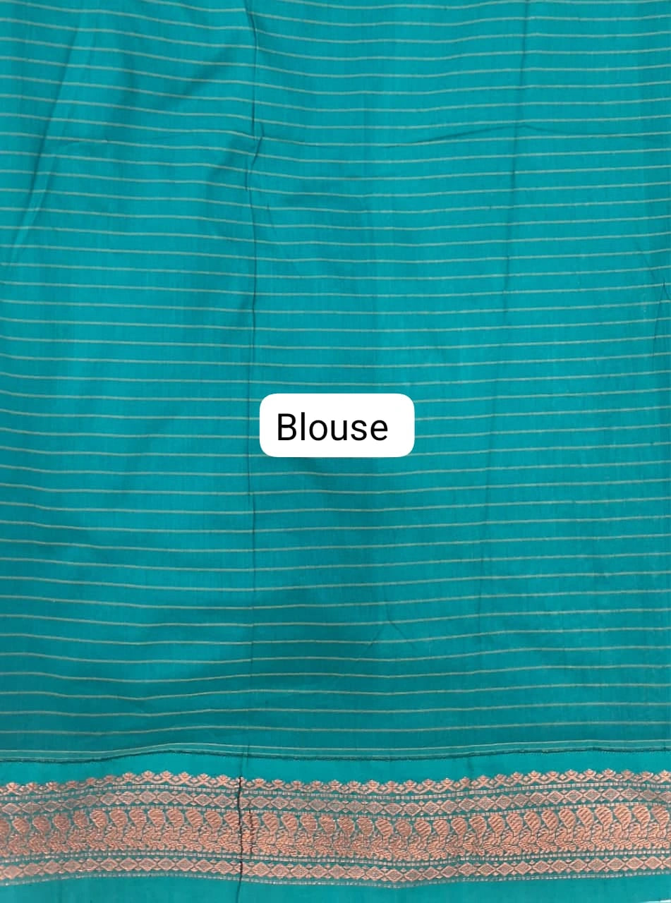 Sky Blue Kalyani Cotton Saree blouse