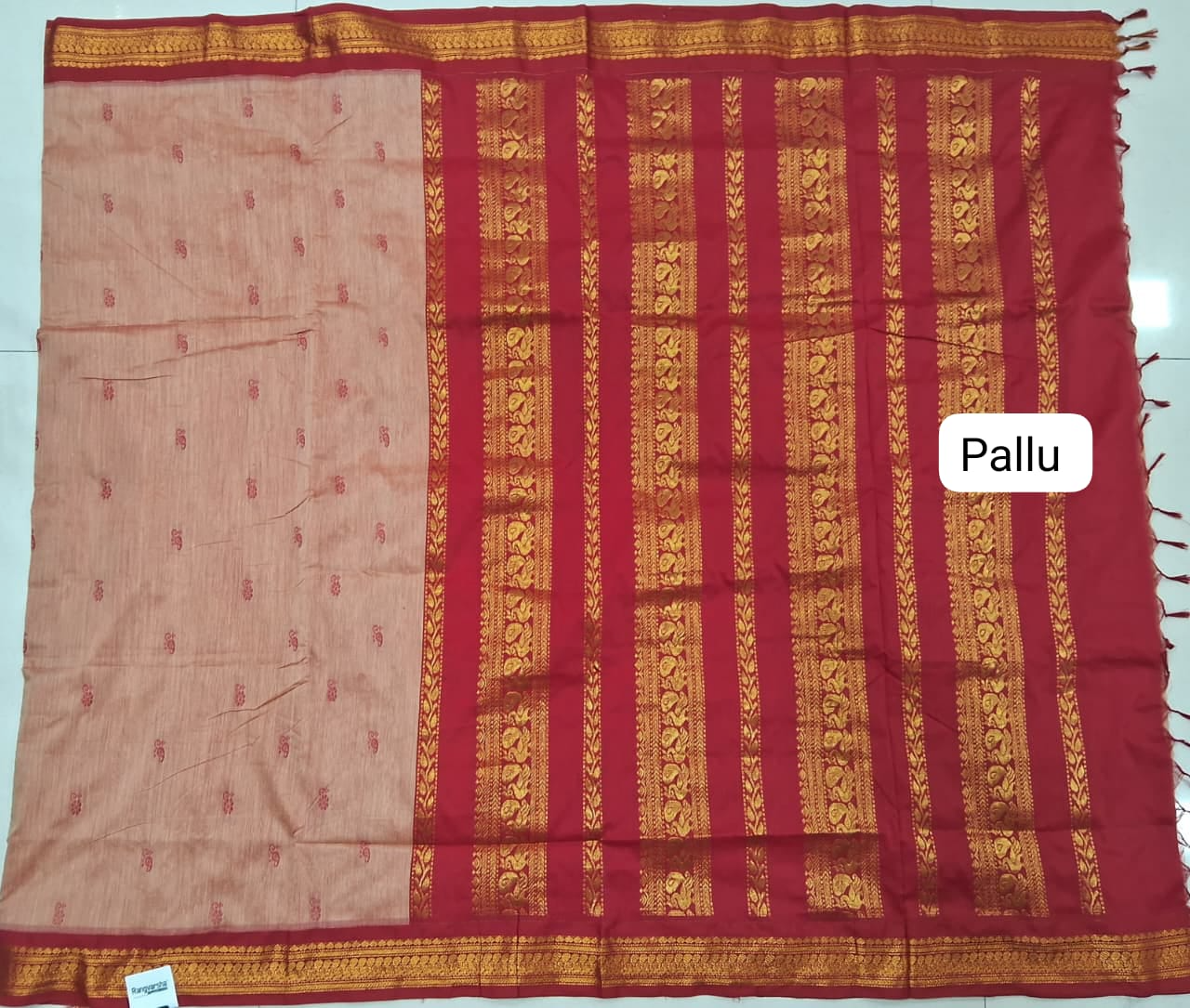 Peach Kalyani Cotton Saree pallu