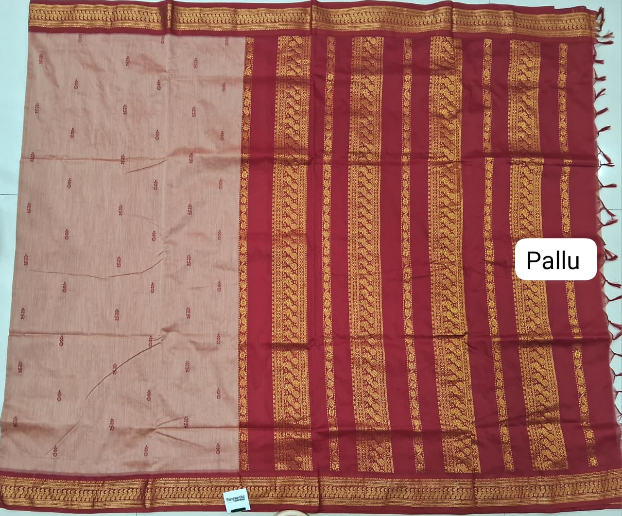 Peach Kalyani Cotton Saree pallu
