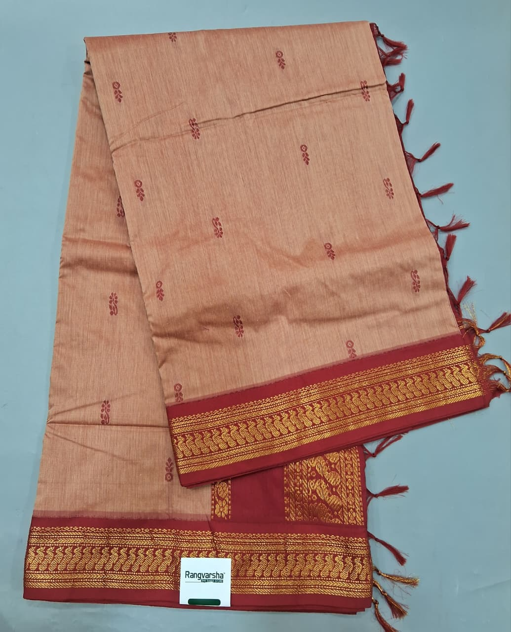 Peach Kalyani Cotton Saree