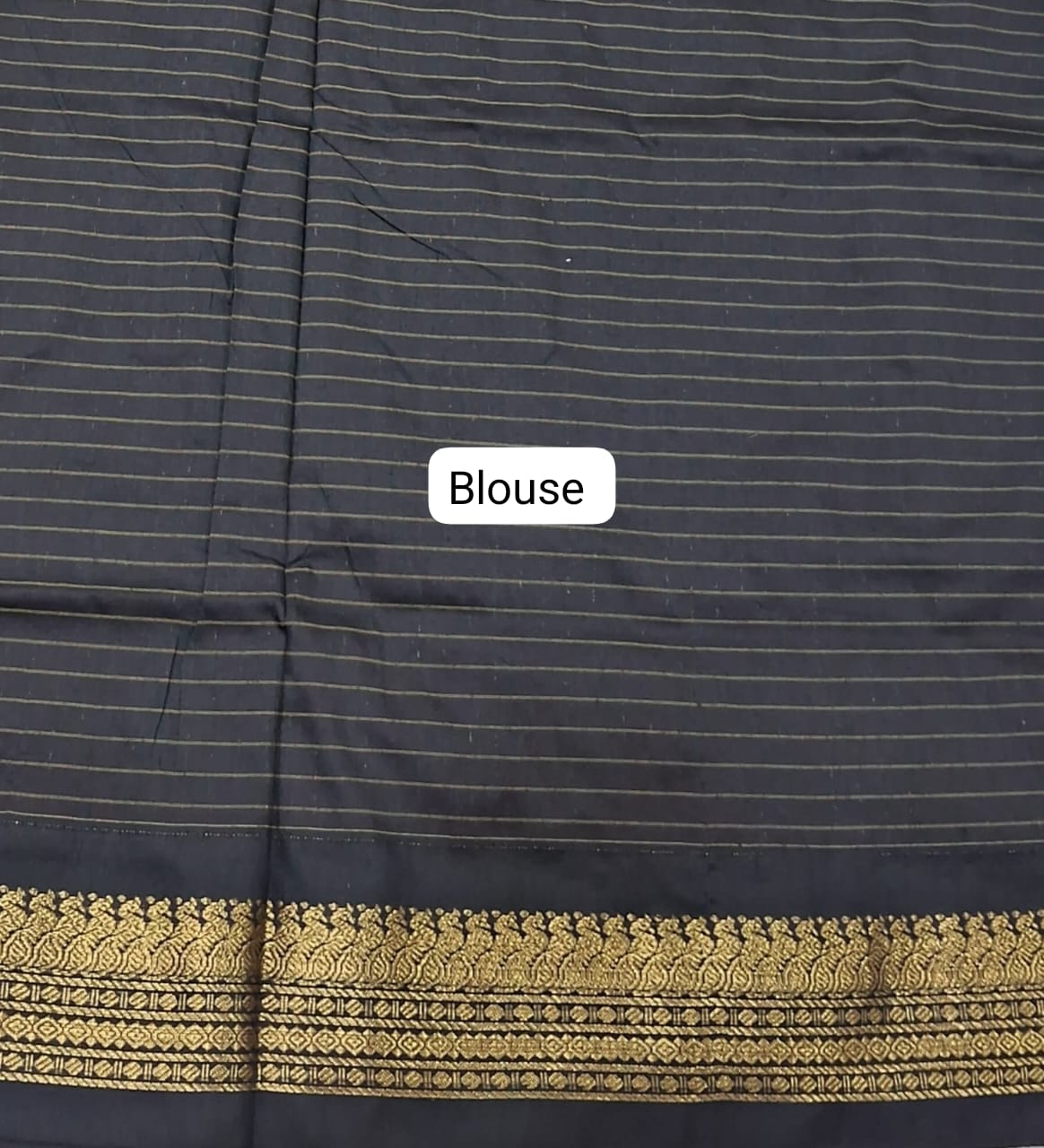 Navy Blue Kalyani Cotton Saree blouse