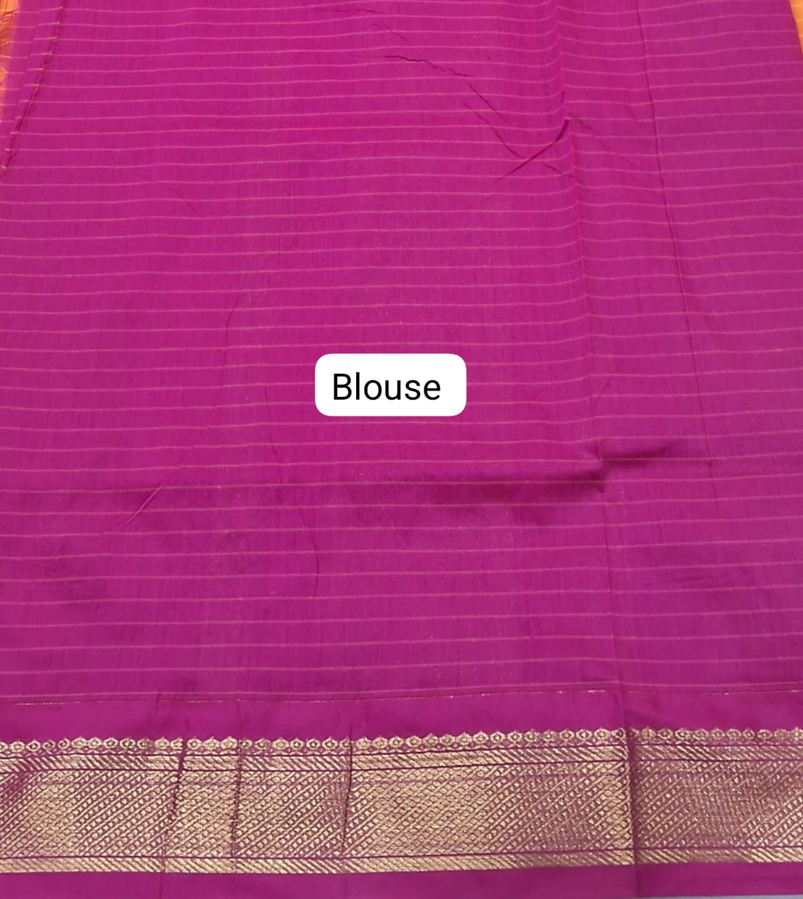 Orange Kalyani Cotton Saree blouse