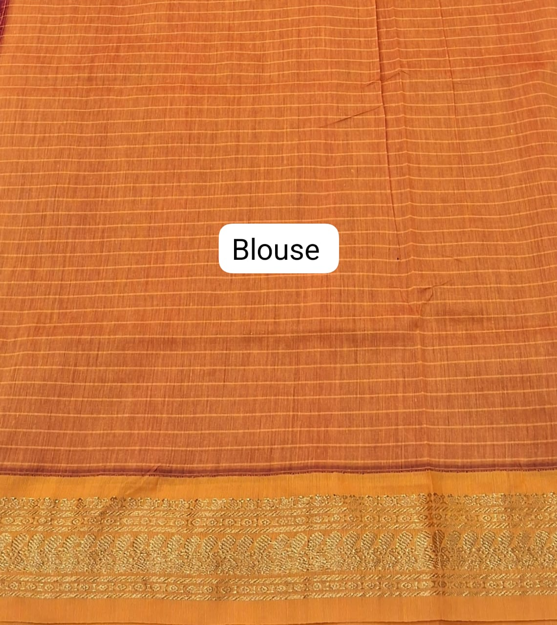 Fire Red Kalyani Cotton Saree blouse