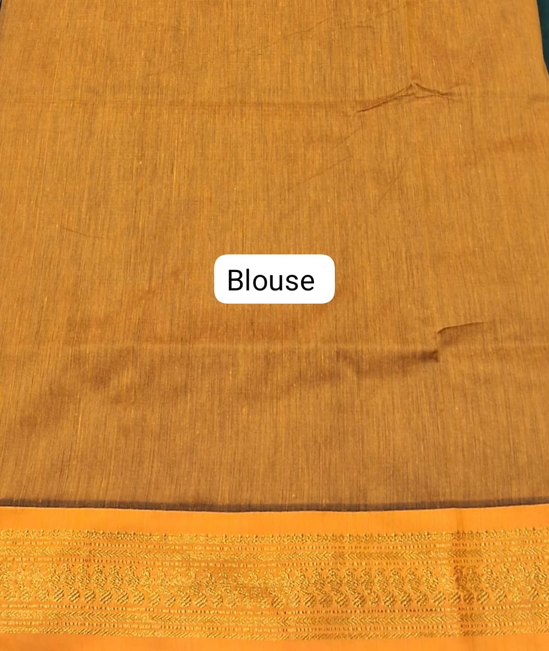 Bottle Green Kalyani Cotton Saree blouse