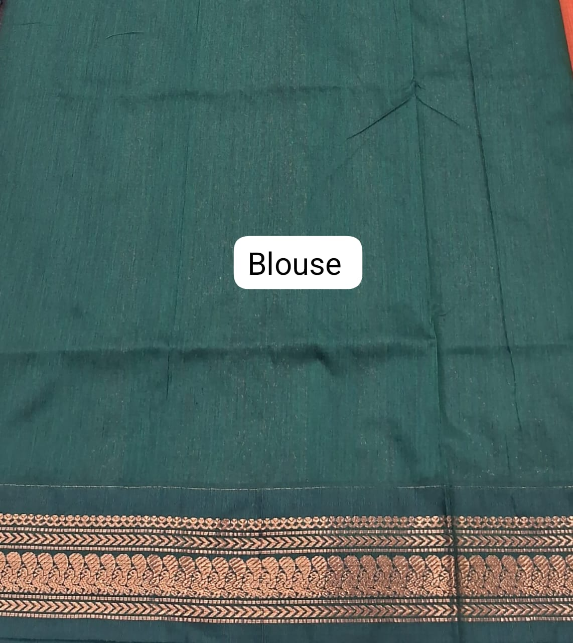 Dark Orange Kalyani Cotton Saree blouse